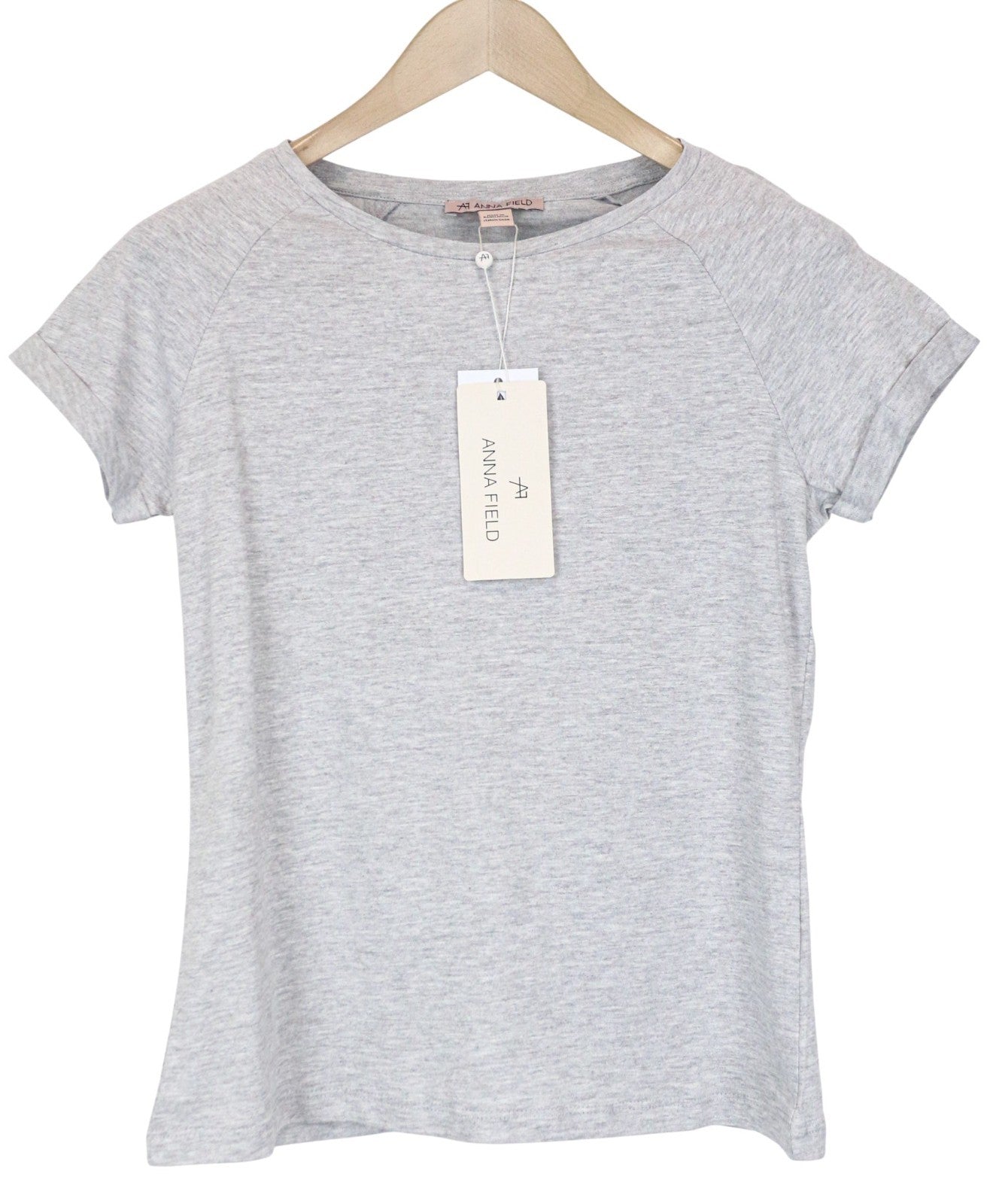 ANNA FIELD Women's XS Grey Cotton Blend Short Sleeve Pullover T-Shirt