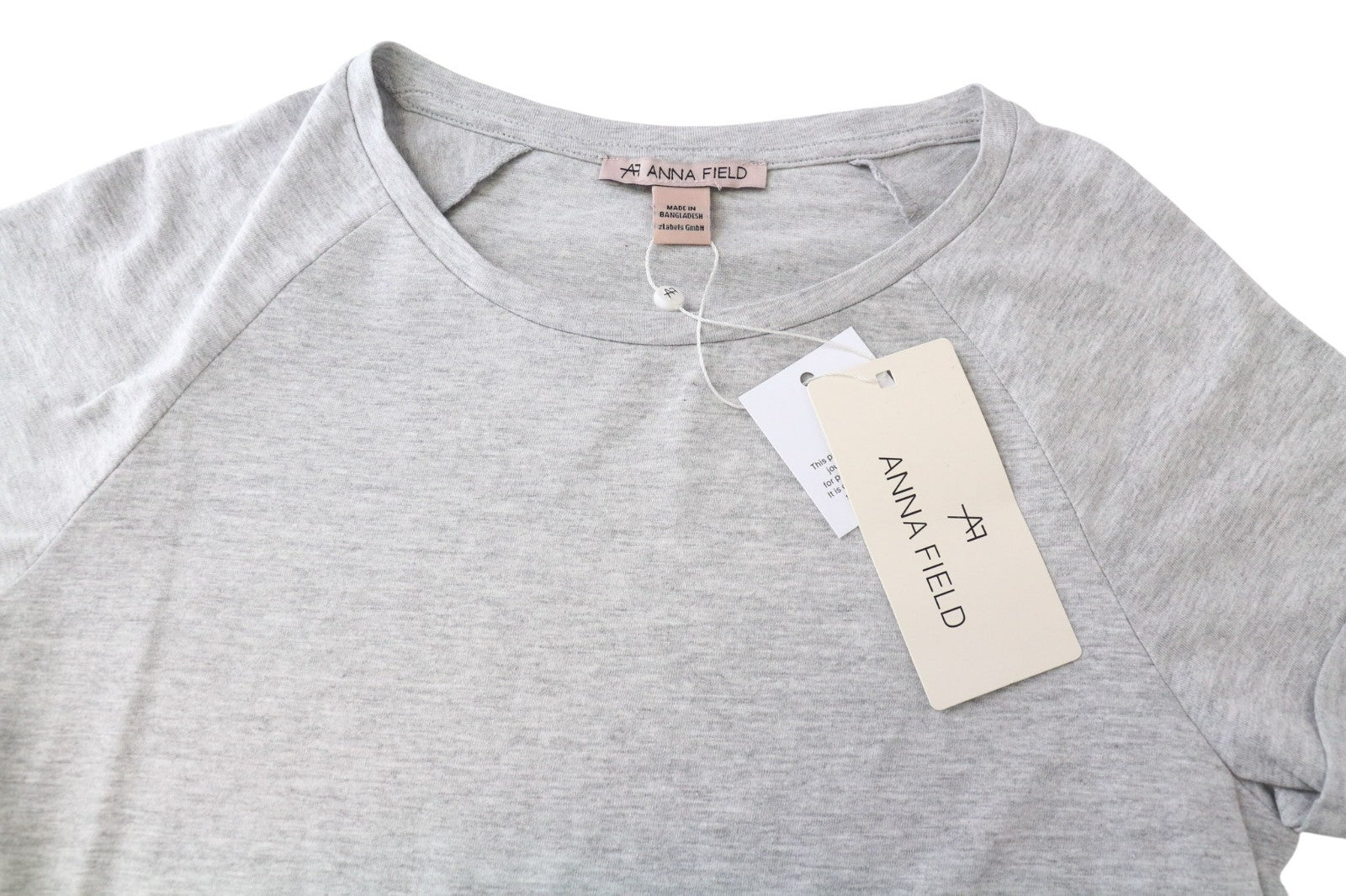 ANNA FIELD Women's XS Grey Cotton Blend Short Sleeve Pullover T-Shirt