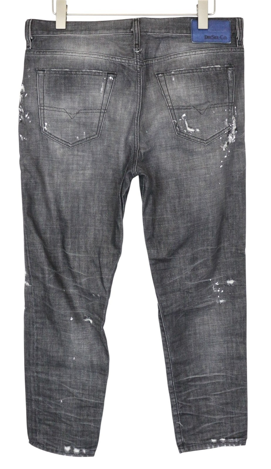 DIESEL Mharky 083AB Men's W34 Slim Skinny Grey Painted Distressed Jeans