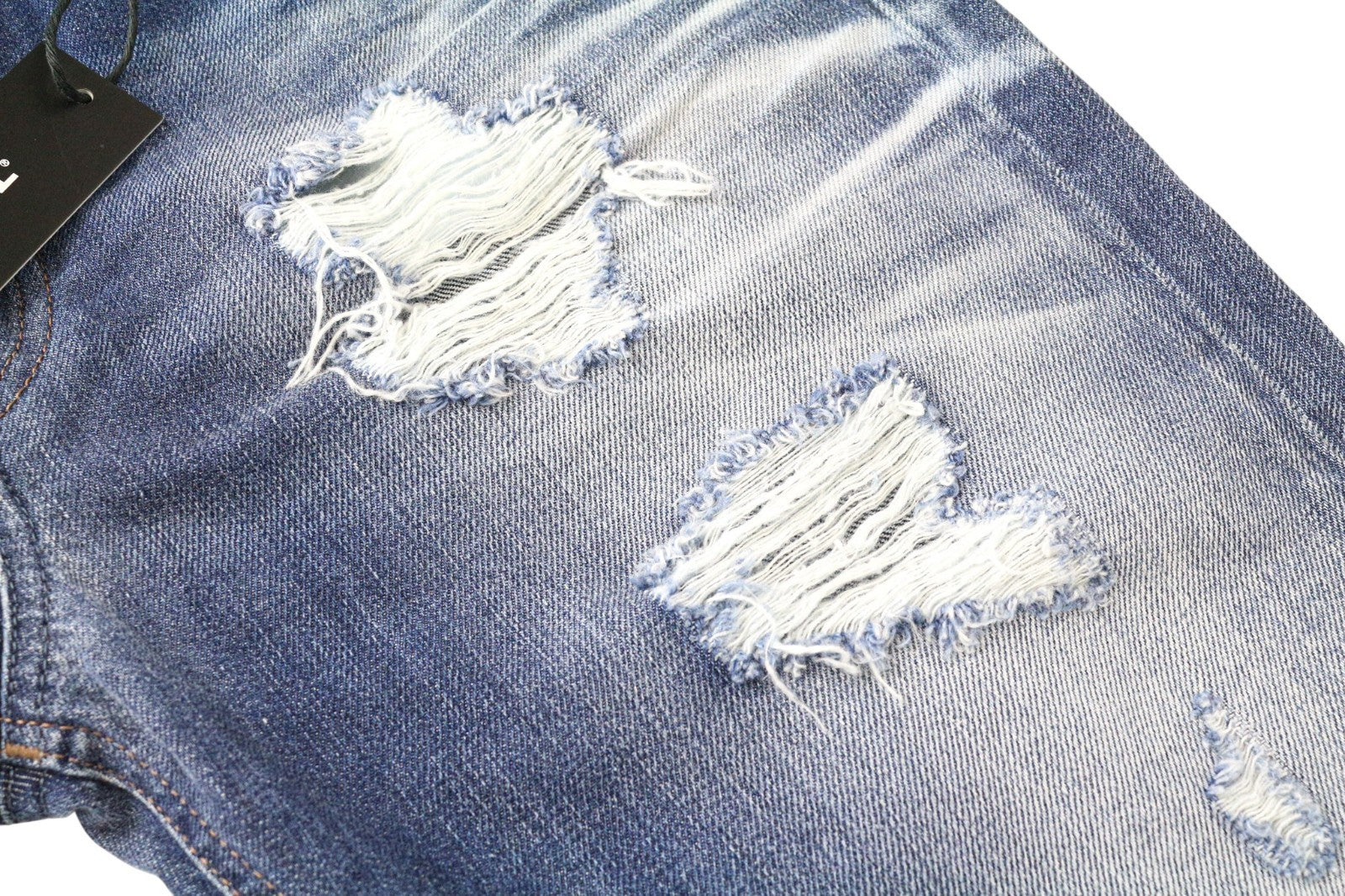 DIESEL Rizzo 0848I Women's W26/L32 Blue Ripped Slim Straight Pure Cotton