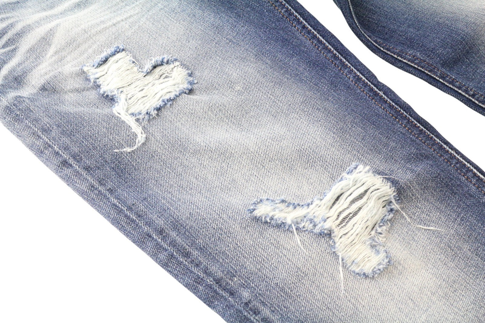 DIESEL Rizzo 0848I Women's W26/L32 Blue Ripped Slim Straight Pure Cotton