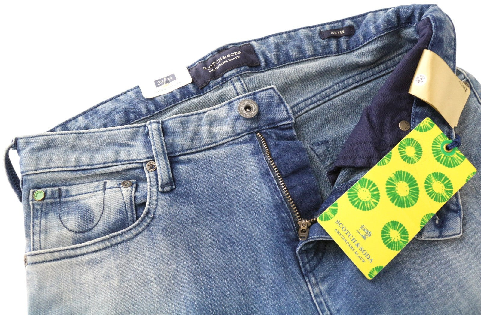 SCOTCH & SODA Skim Men's W29/L34 Skinny Blue Cotton Stretch Faded Jeans