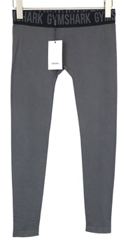 GYMSHARK Women's S Grey Stretch Pull-On Activewear Leggings with Logo