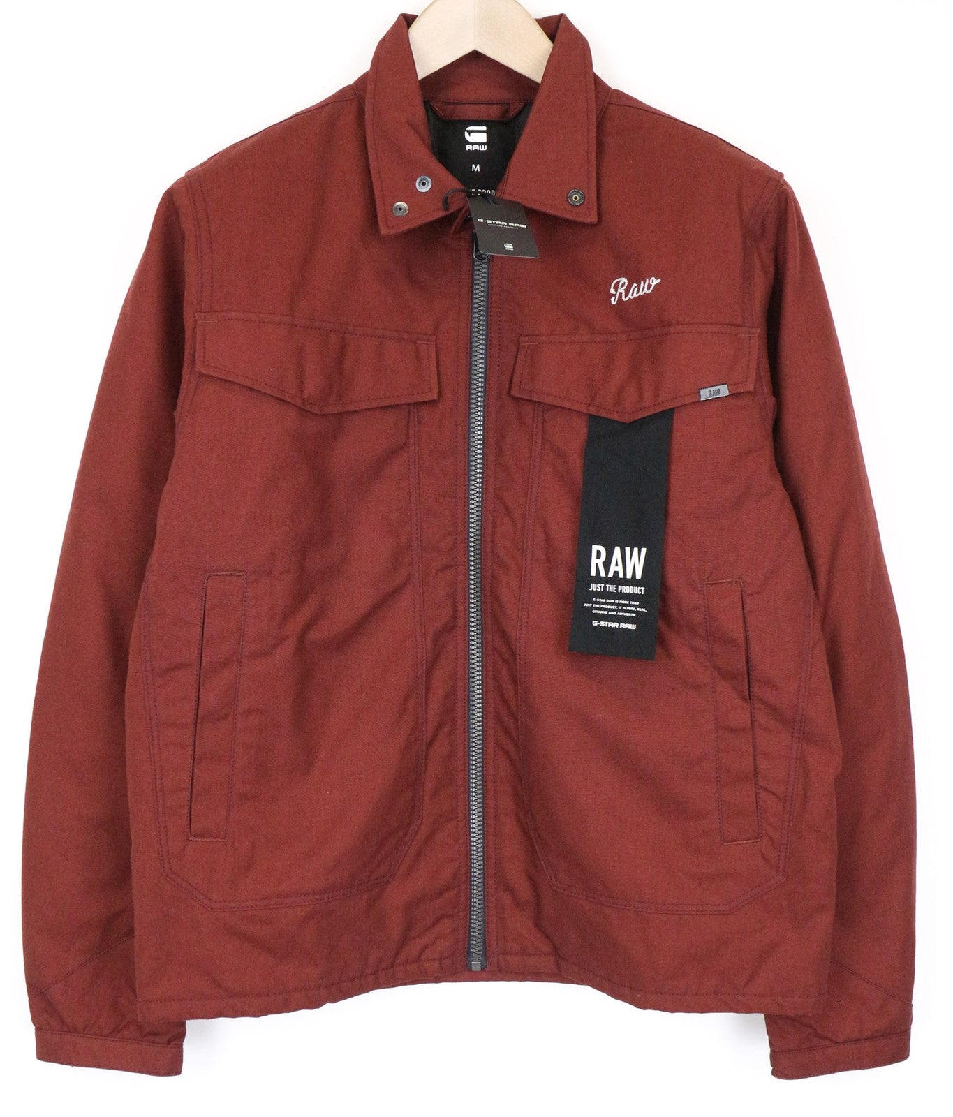 G-STAR RAW Men's M Brown Cotton Collared Jacket Single-Breasted Logoed