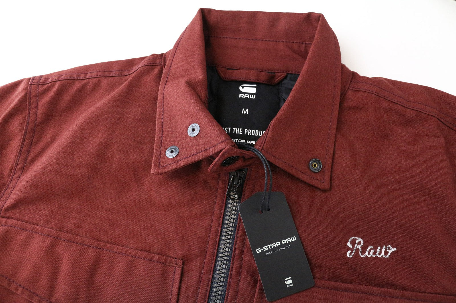 G-STAR RAW Men's M Brown Cotton Collared Jacket Single-Breasted Logoed