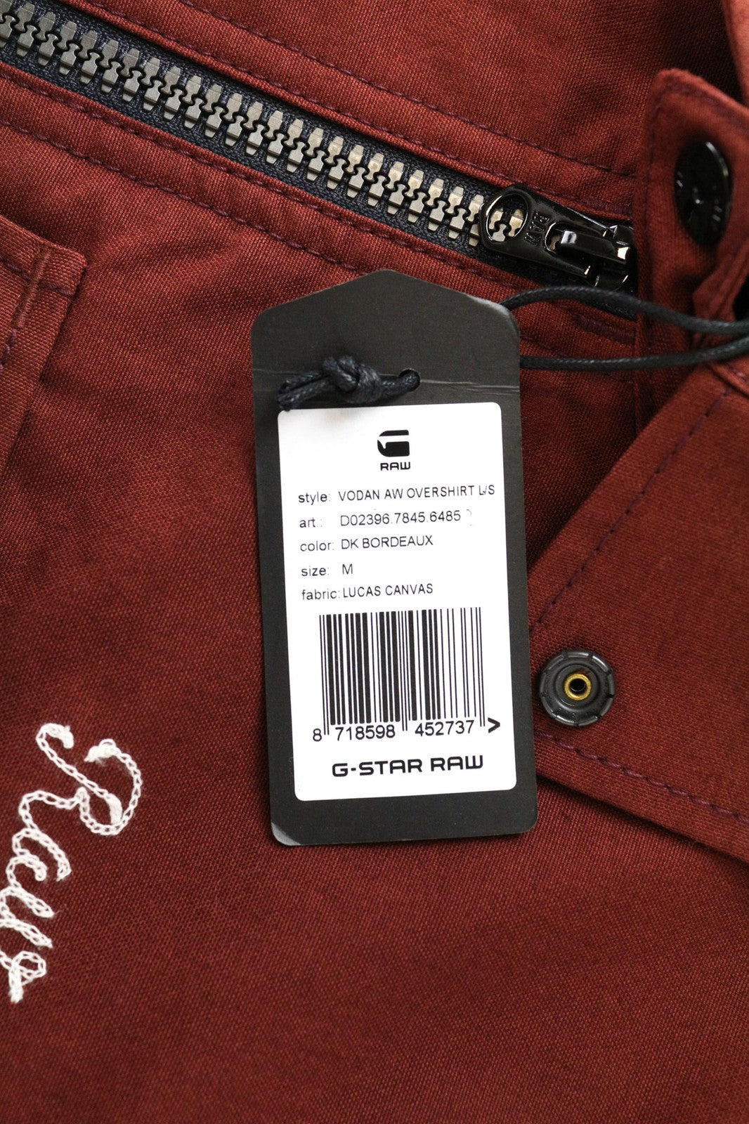 G-STAR RAW Men's M Brown Cotton Collared Jacket Single-Breasted Logoed