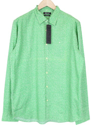 REPLAY Men's 2XL Green Patterned Cotton Long Sleeve Regular Fit Shirt