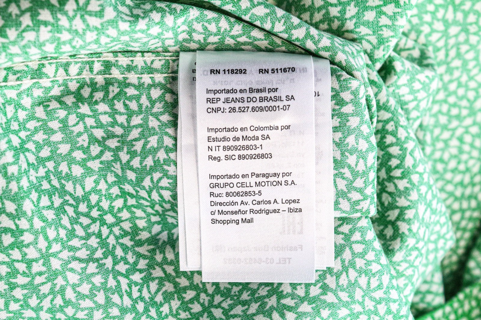 REPLAY Men's 2XL Green Patterned Cotton Long Sleeve Regular Fit Shirt