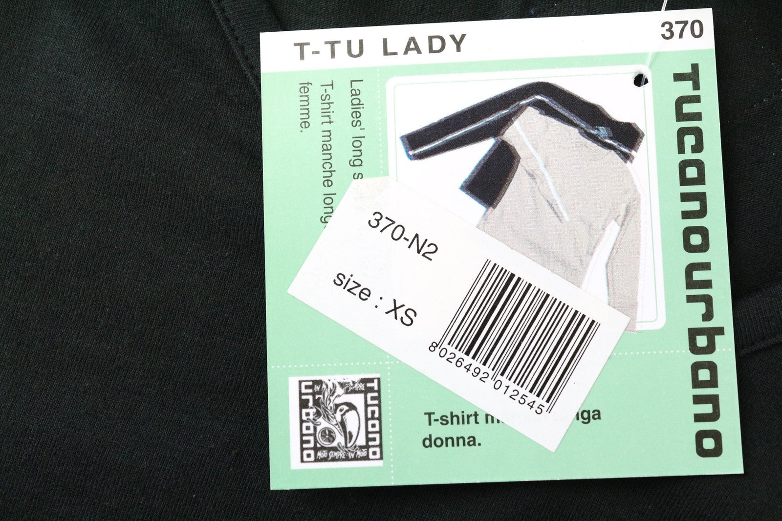 TUCANO URBANO Women's XS Black Cotton Long Sleeve V-Neck Pullover Tee