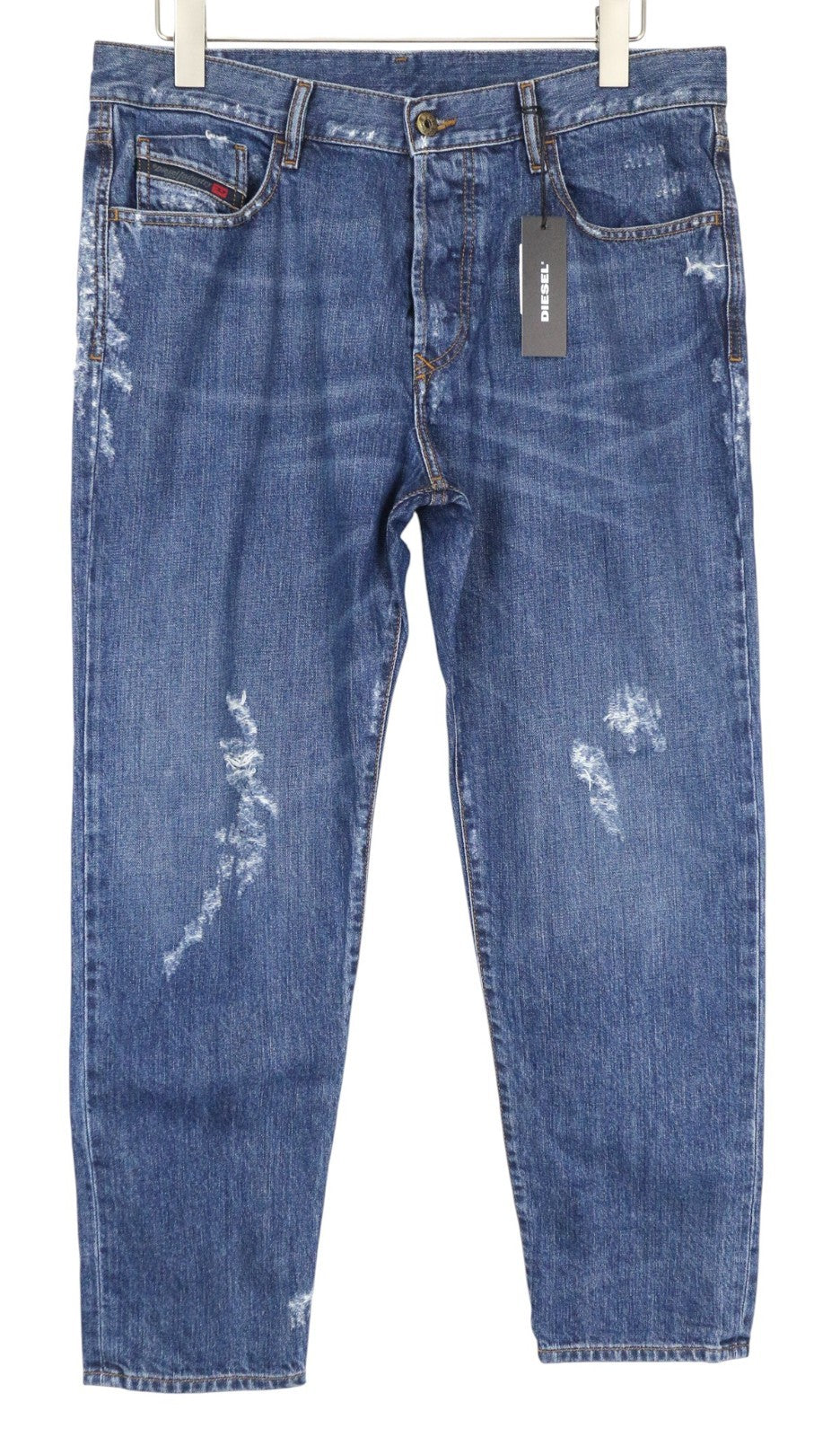 DIESEL Marhky 084XD Men's W34/L32 Slim Skinny Washed Blue Cotton Jeans