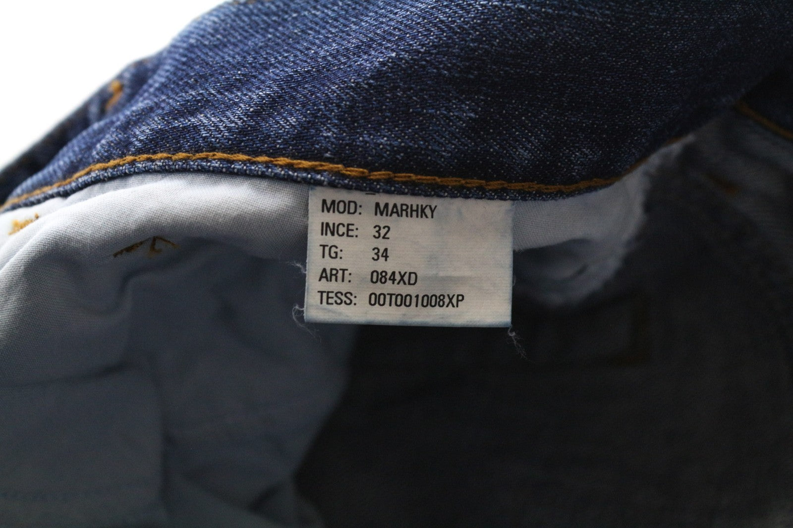 DIESEL Marhky 084XD Men's W34/L32 Slim Skinny Washed Blue Cotton Jeans