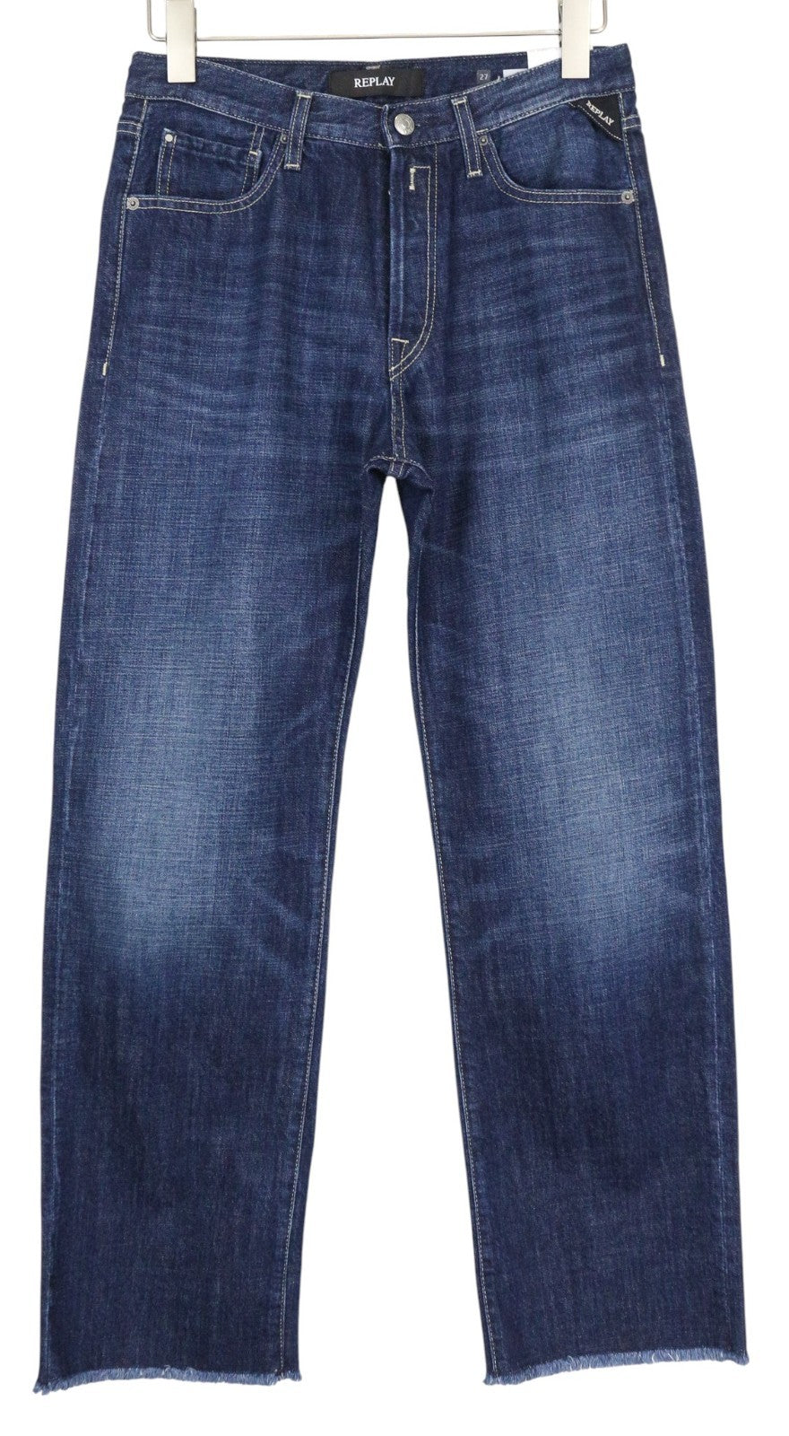 REPLAY Renalei Women's W27/L30 Boyfit Blue Pure Cotton Washed Jeans