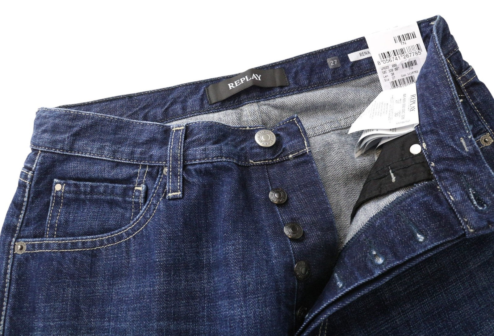 REPLAY Renalei Women's W27/L30 Boyfit Blue Pure Cotton Washed Jeans