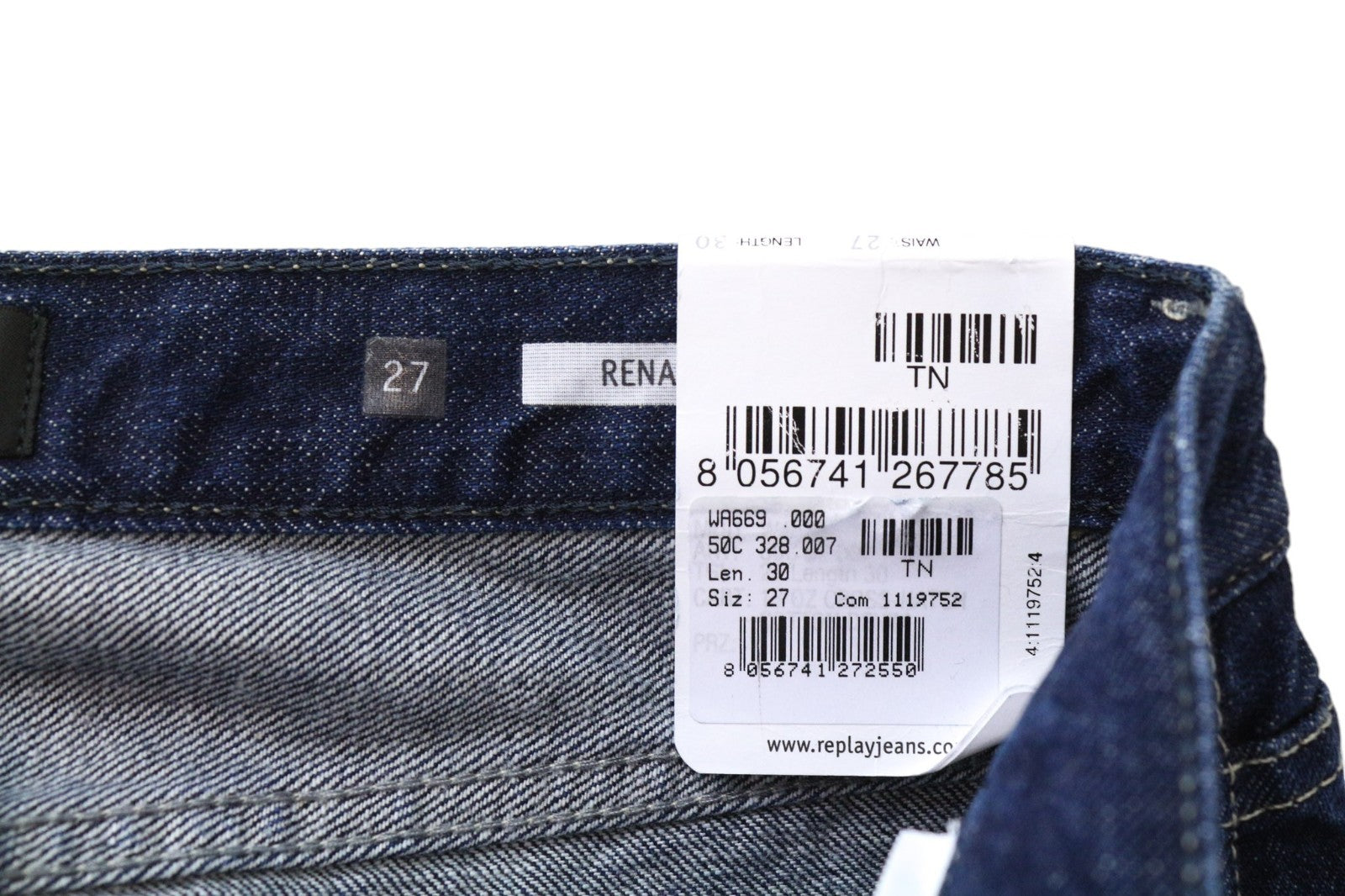 REPLAY Renalei Women's W27/L30 Boyfit Blue Pure Cotton Washed Jeans