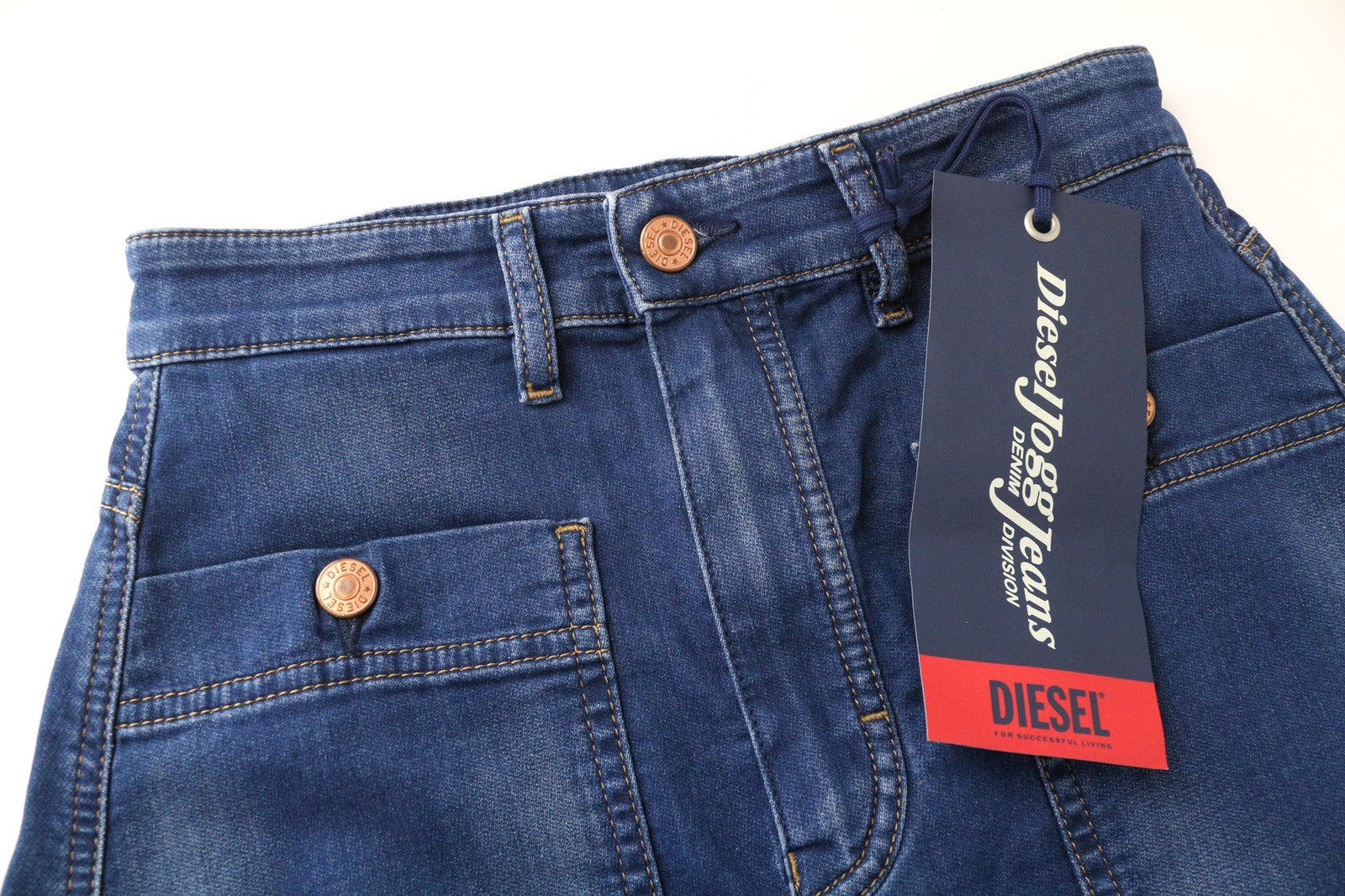 DIESEL D-Rhita-NE 069IG Women's W25 Long Denim Blue Cotton Stretch Skirt Jogg