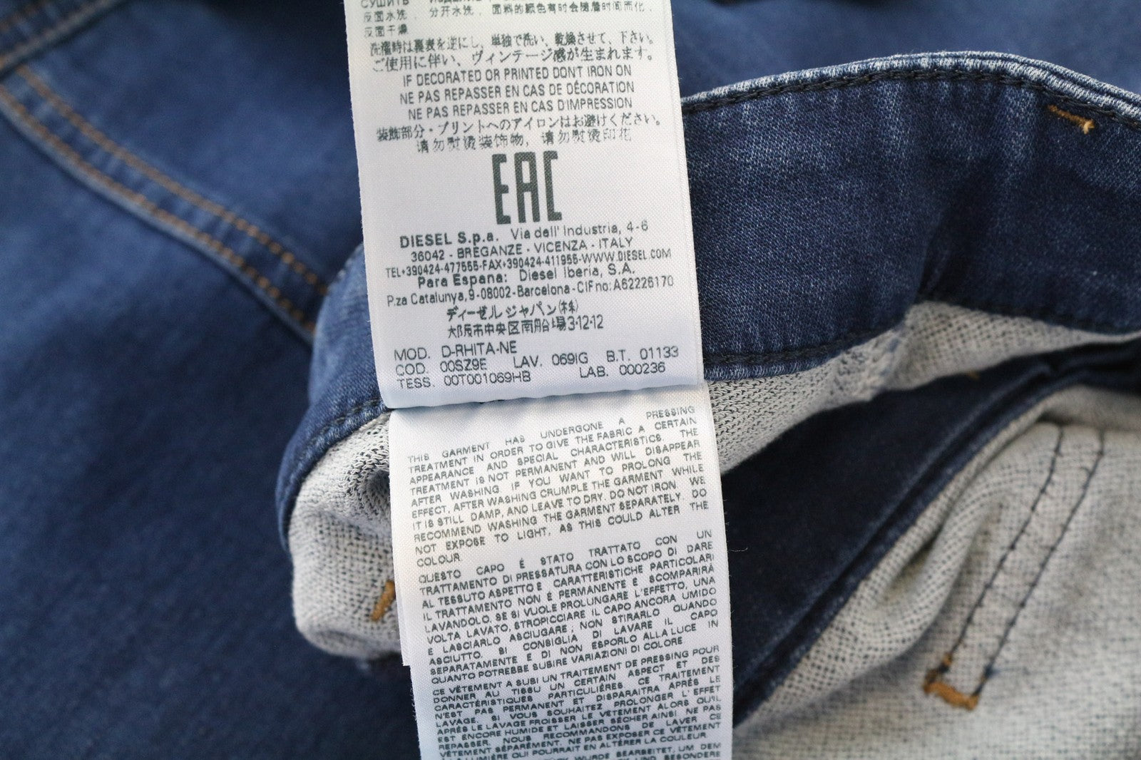 DIESEL D-Rhita-NE 069IG Women's W25 Long Denim Blue Cotton Stretch Skirt Jogg