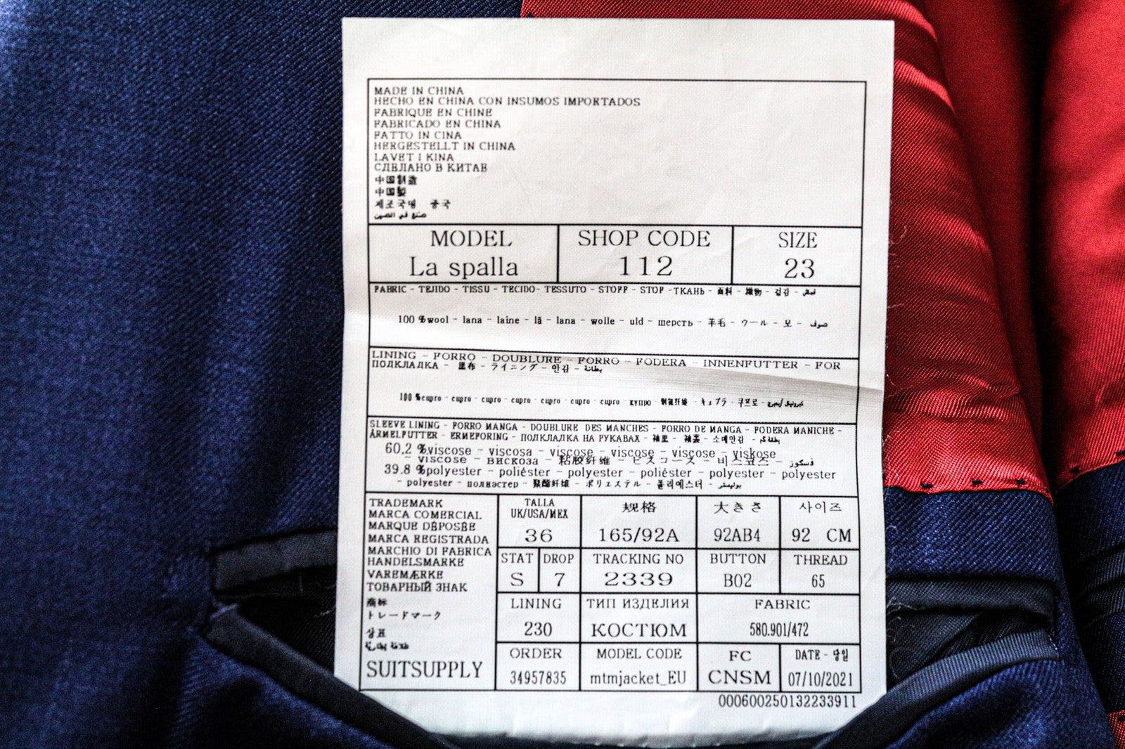 SUITSUPPLY La Spalla Men's UK36S Blue Wool Single-Breasted Formal Blazer