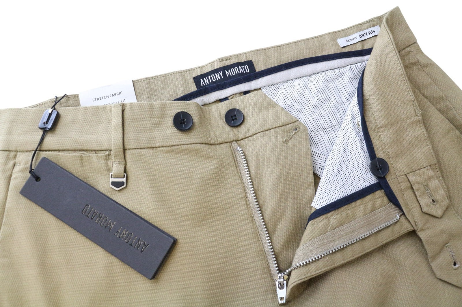 ANTONY MORATO Bryan Men's 44/30 Beige Cotton Stretch Skinny Pleated Pants