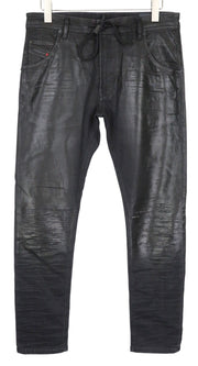 DIESEL Krooley CB-NE 084JB Men's W32 Jogg Sweat Black Coated Slim RRP320