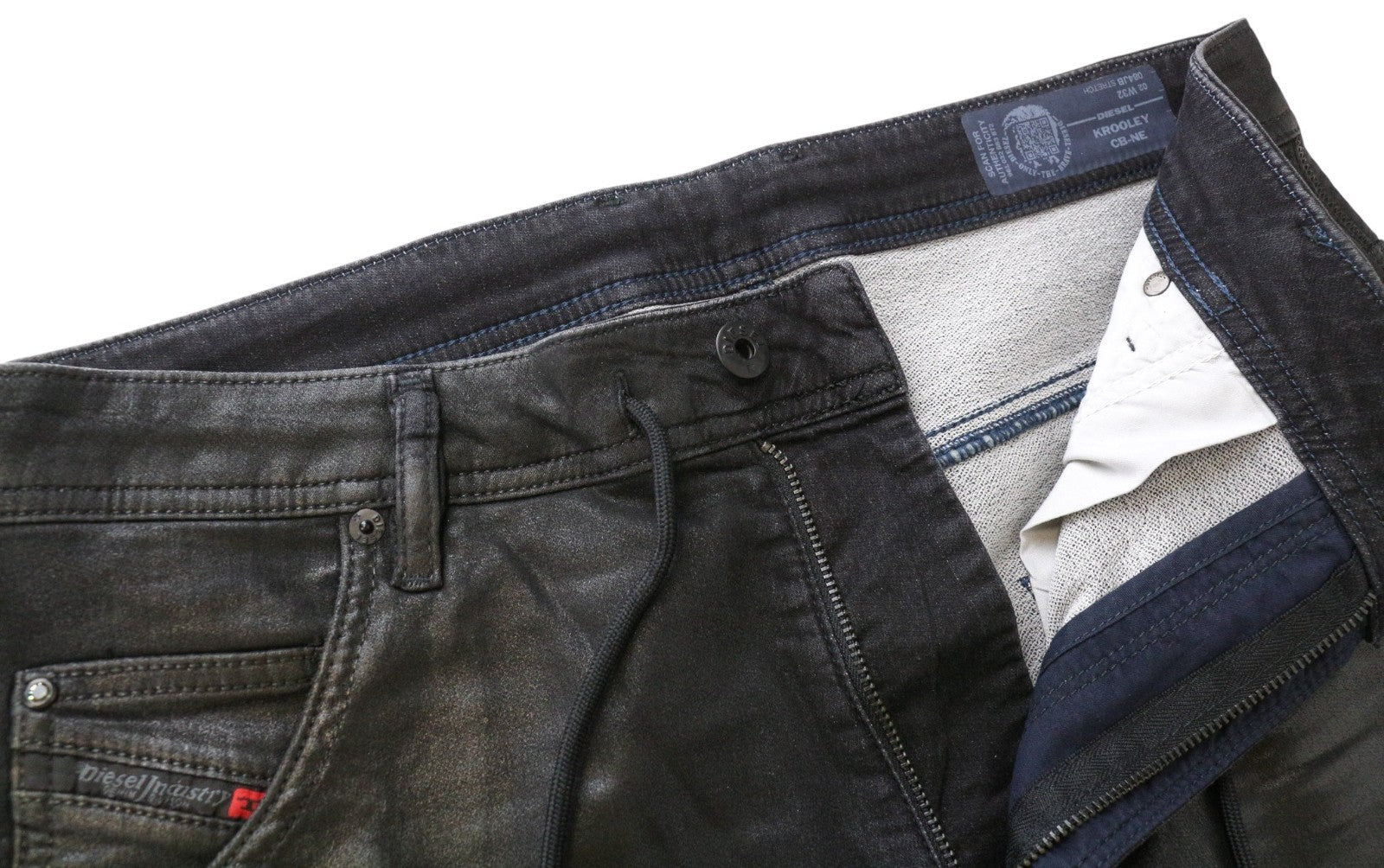 DIESEL Krooley CB-NE 084JB Men's W32 Jogg Sweat Black Coated Slim RRP320