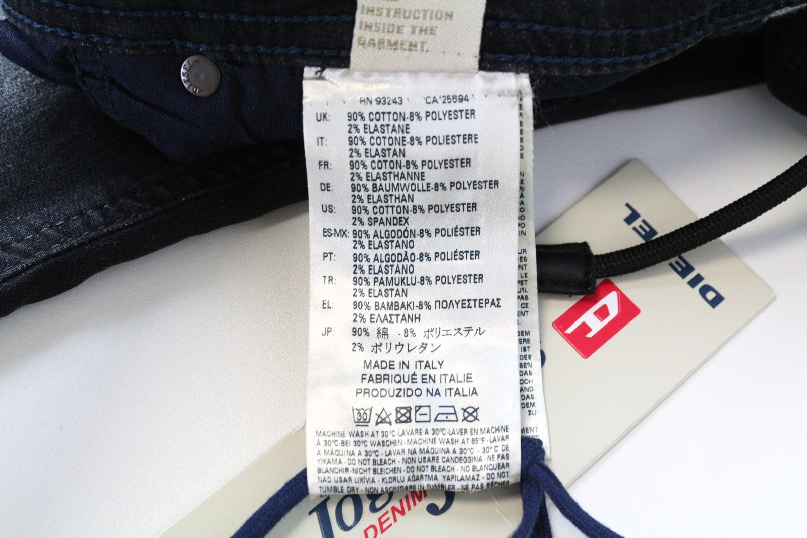 DIESEL Krooley CB-NE 084JB Men's W32 Jogg Sweat Black Coated Slim RRP320