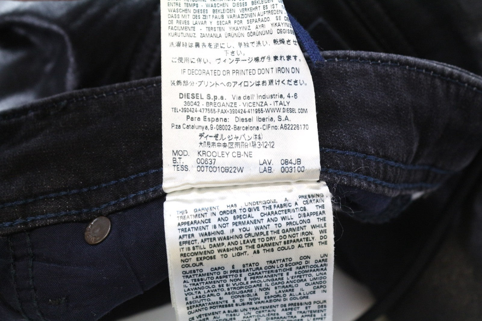 DIESEL Krooley CB-NE 084JB Men's W32 Jogg Sweat Black Coated Slim RRP320