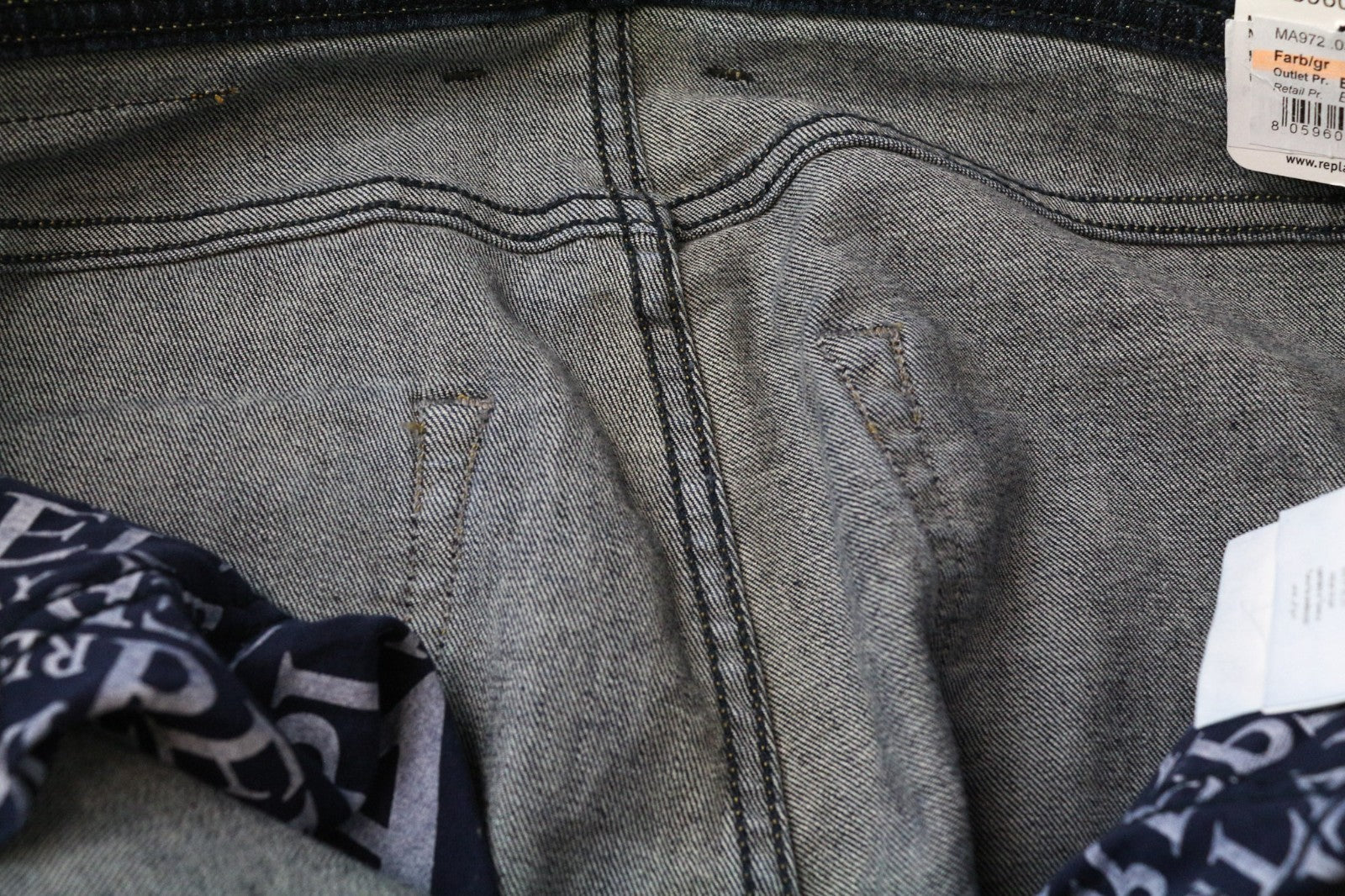 REPLAY Grover Men's W30/L32 Straight Blue Stretch Cotton Casual Jeans