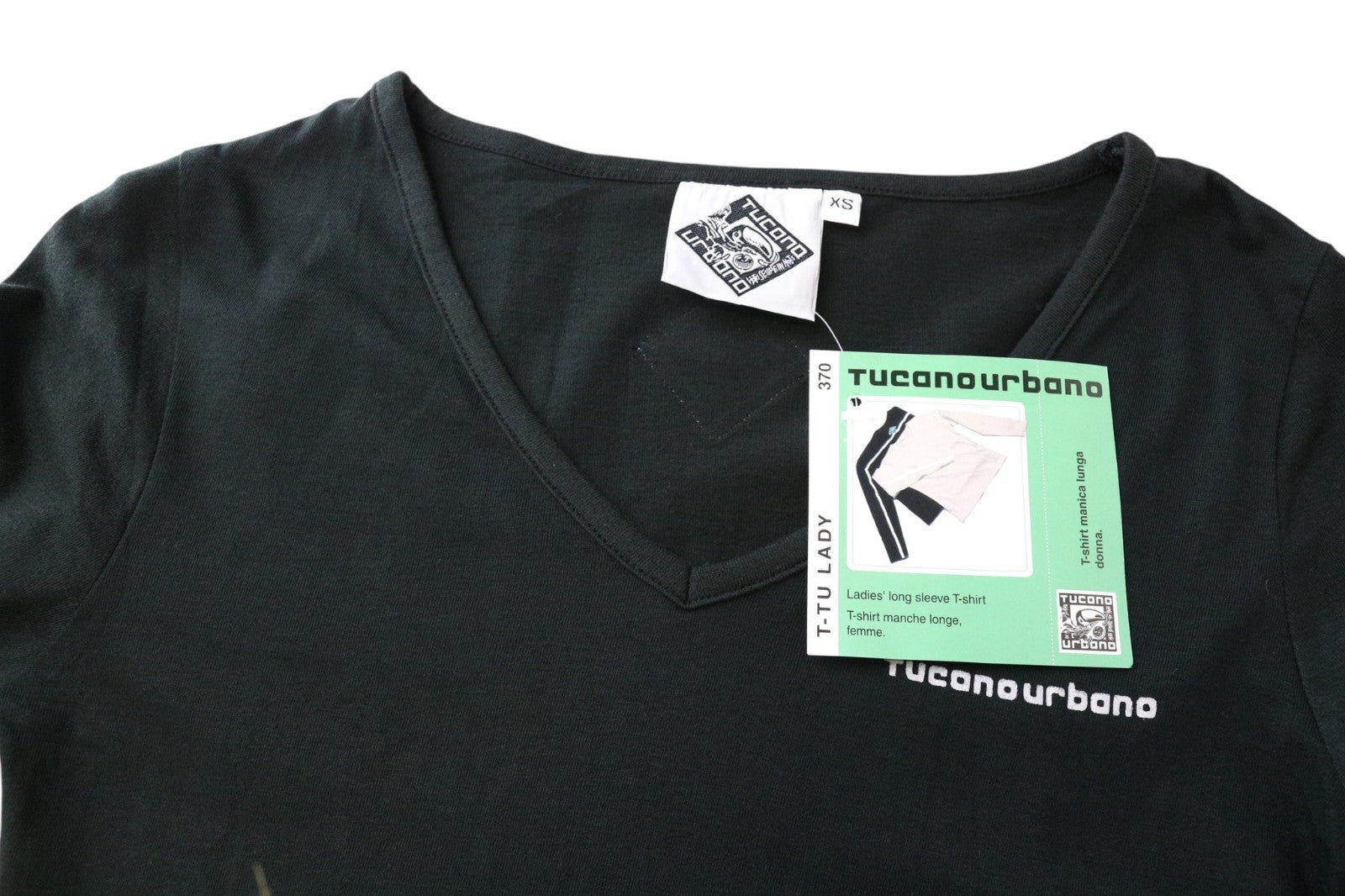 TUCANO URBANO T-TU Lady Women's XS Black Long Sleeve Cotton Pullover Tee