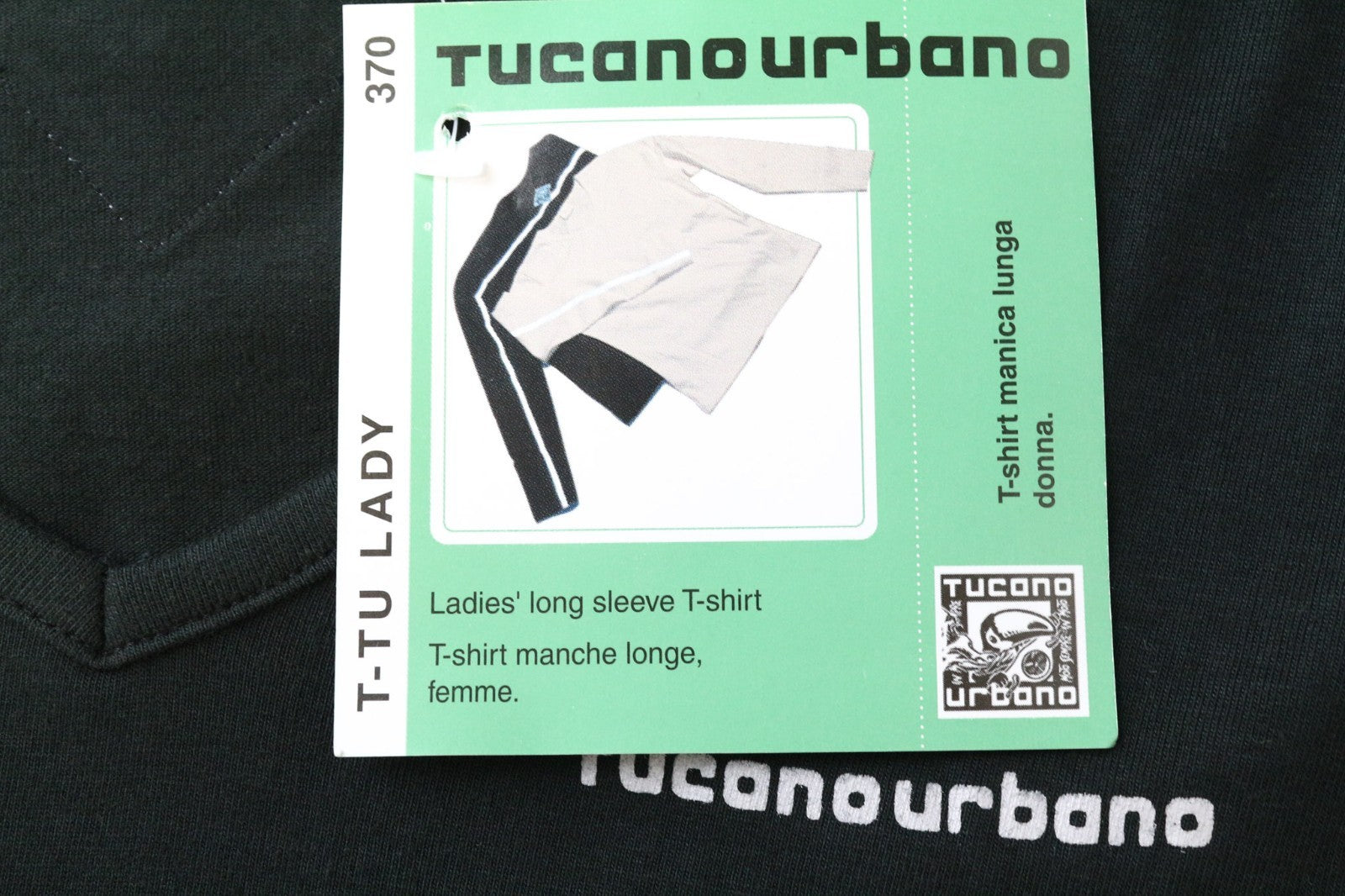 TUCANO URBANO T-TU Lady Women's XS Black Long Sleeve Cotton Pullover Tee