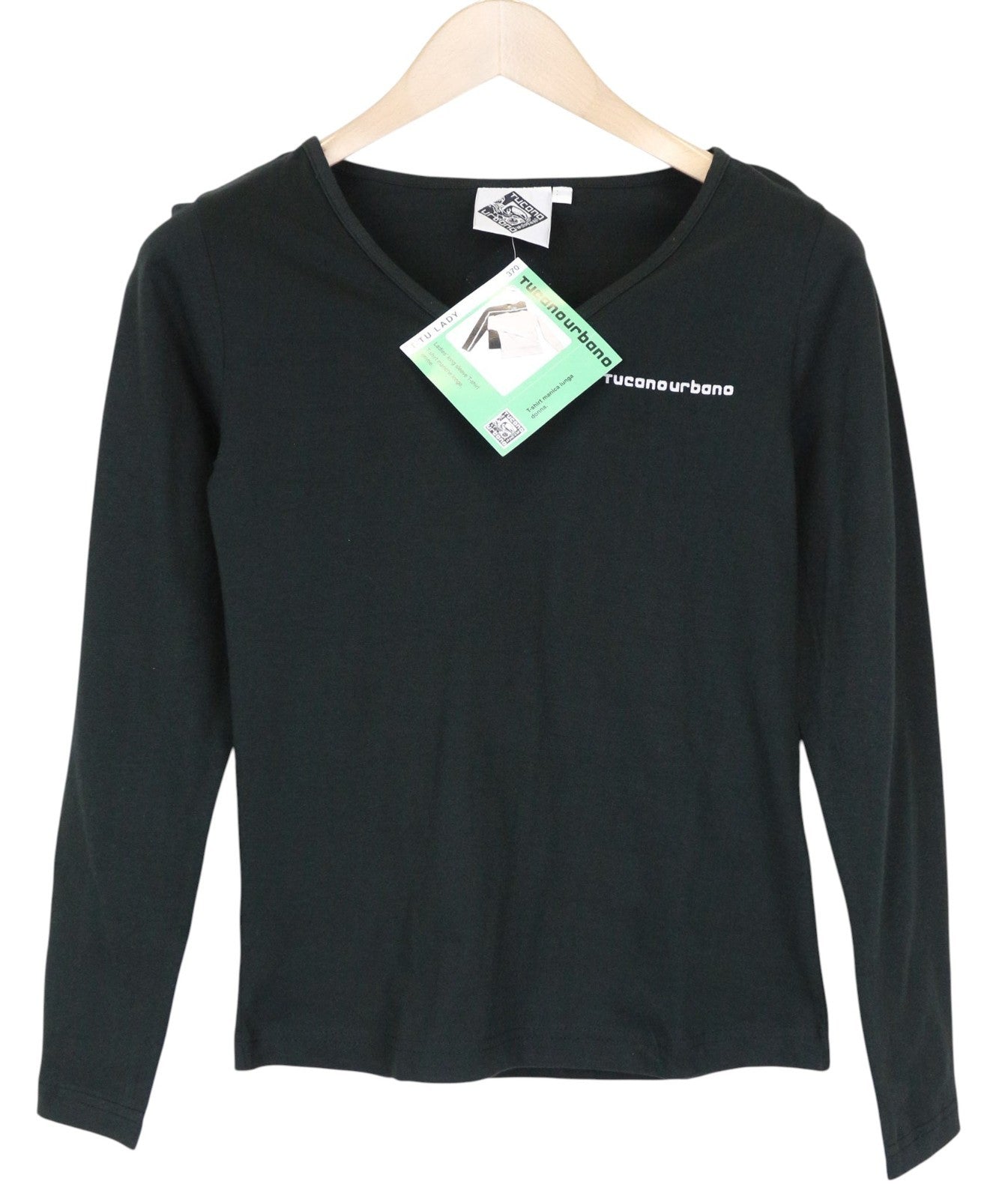 TUCANO URBANO T-TU Lady Women's S Black Pullover V-Neck Long Sleeve Tee