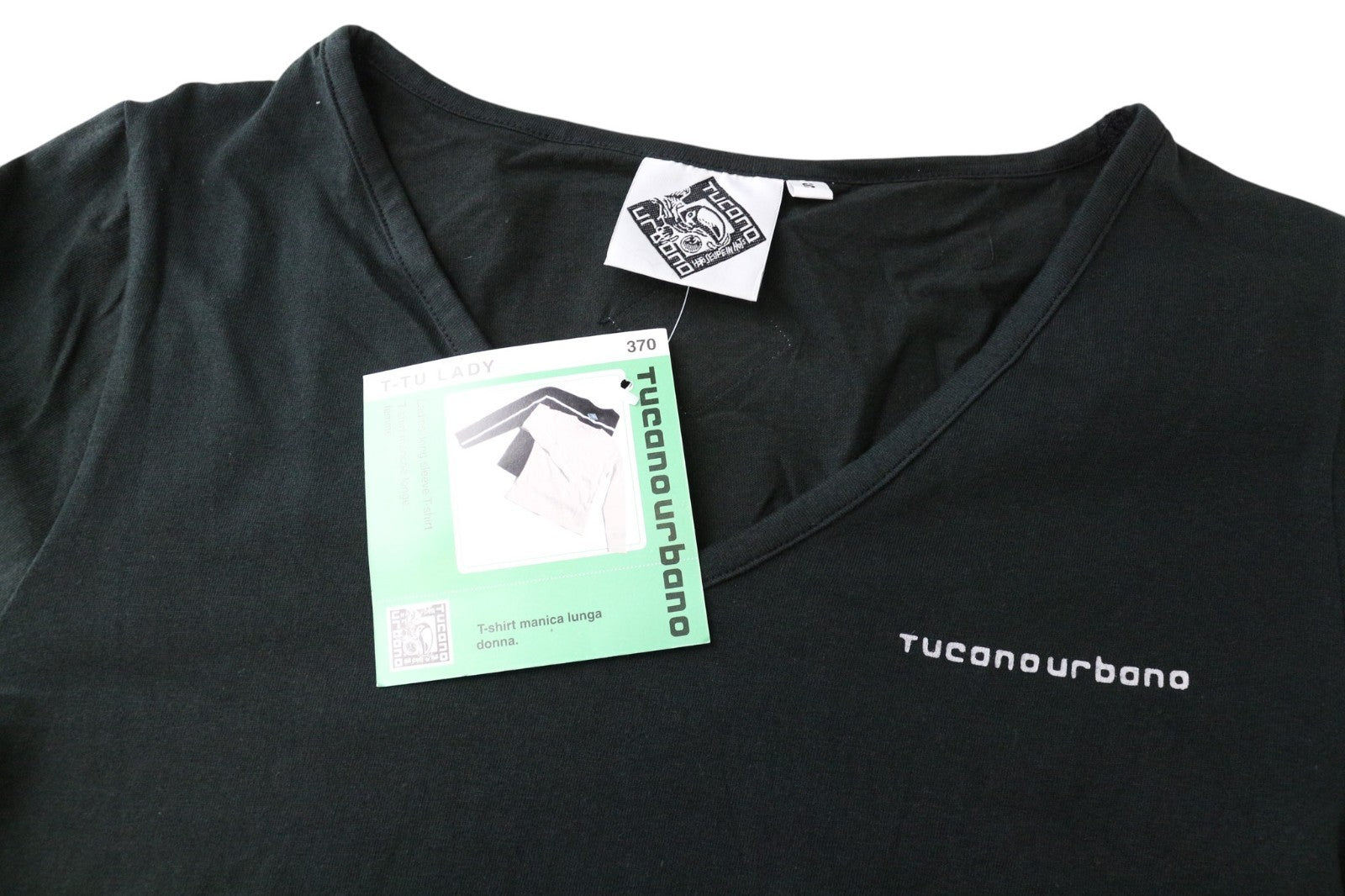 TUCANO URBANO T-TU Lady Women's S Black Pullover V-Neck Long Sleeve Tee