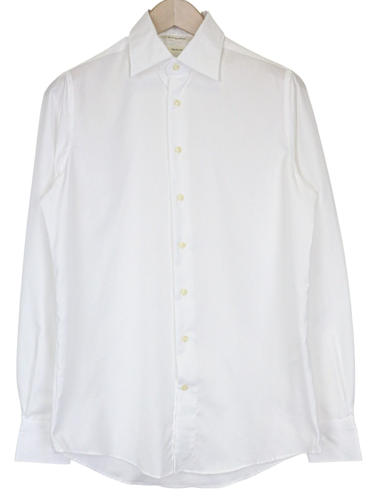 SUITSUPPLY Traveller Men's Formal Shirt 37/14.5 Slim White Cotton Spread