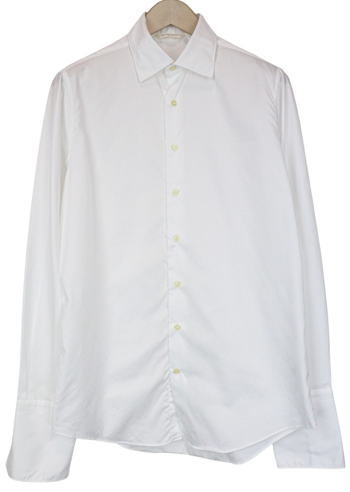 SUITSUPPLY Men's Formal Shirt ~M Slim Twill White Cotton Button Long Sleeve