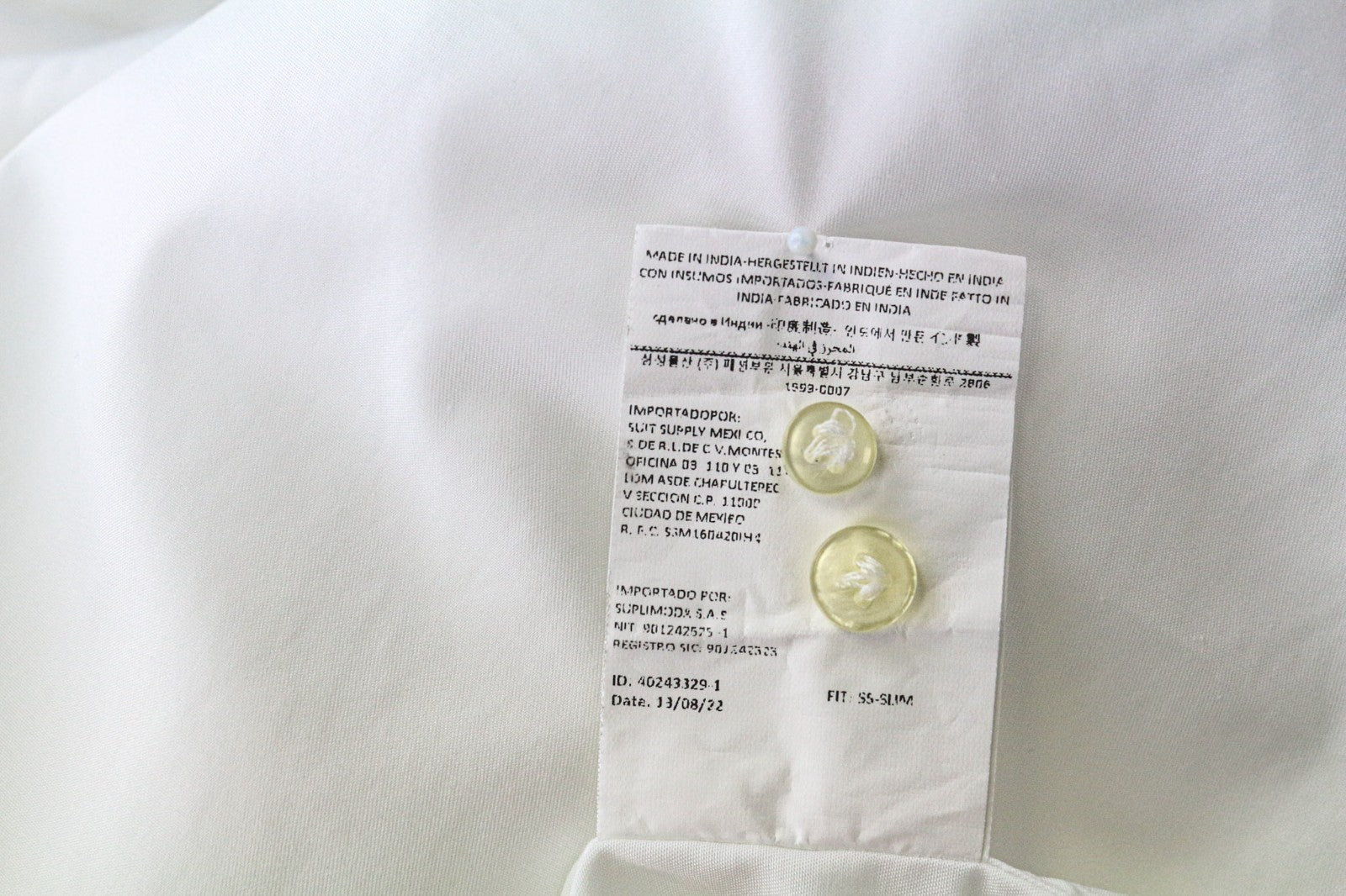 SUITSUPPLY Men's Formal Shirt ~M Slim Twill White Cotton Button Long Sleeve