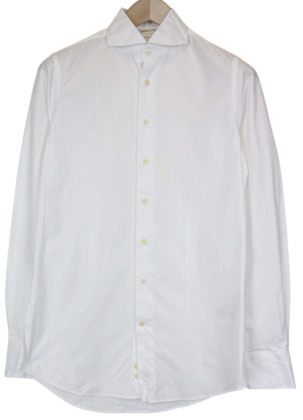 SUITSUPPLY Men's Formal Shirt 37/14.5 Extra Slim White Cotton Cutaway