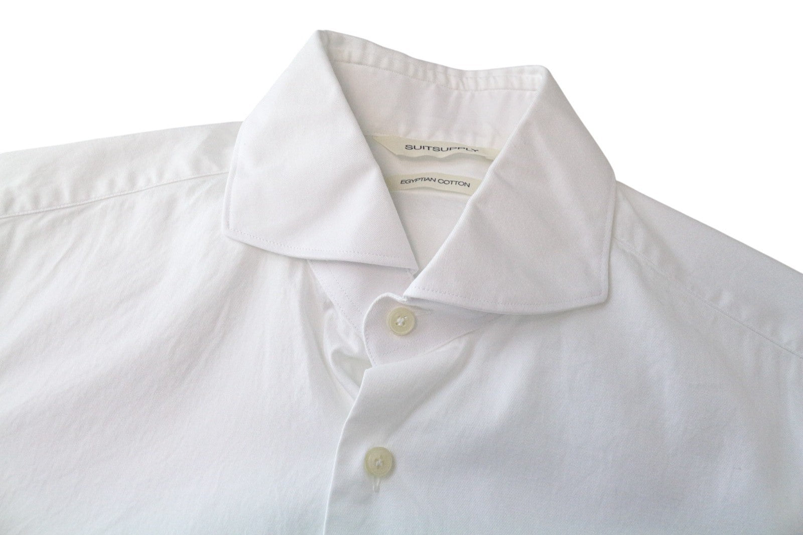 SUITSUPPLY Men's Formal Shirt 37/14.5 Extra Slim White Cotton Cutaway