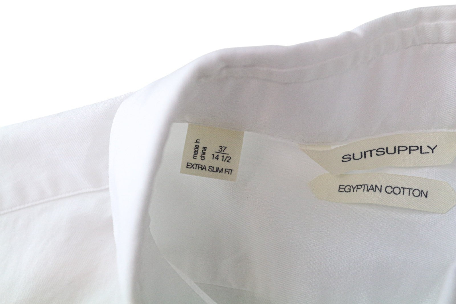 SUITSUPPLY Men's Formal Shirt 37/14.5 Extra Slim White Cotton Cutaway