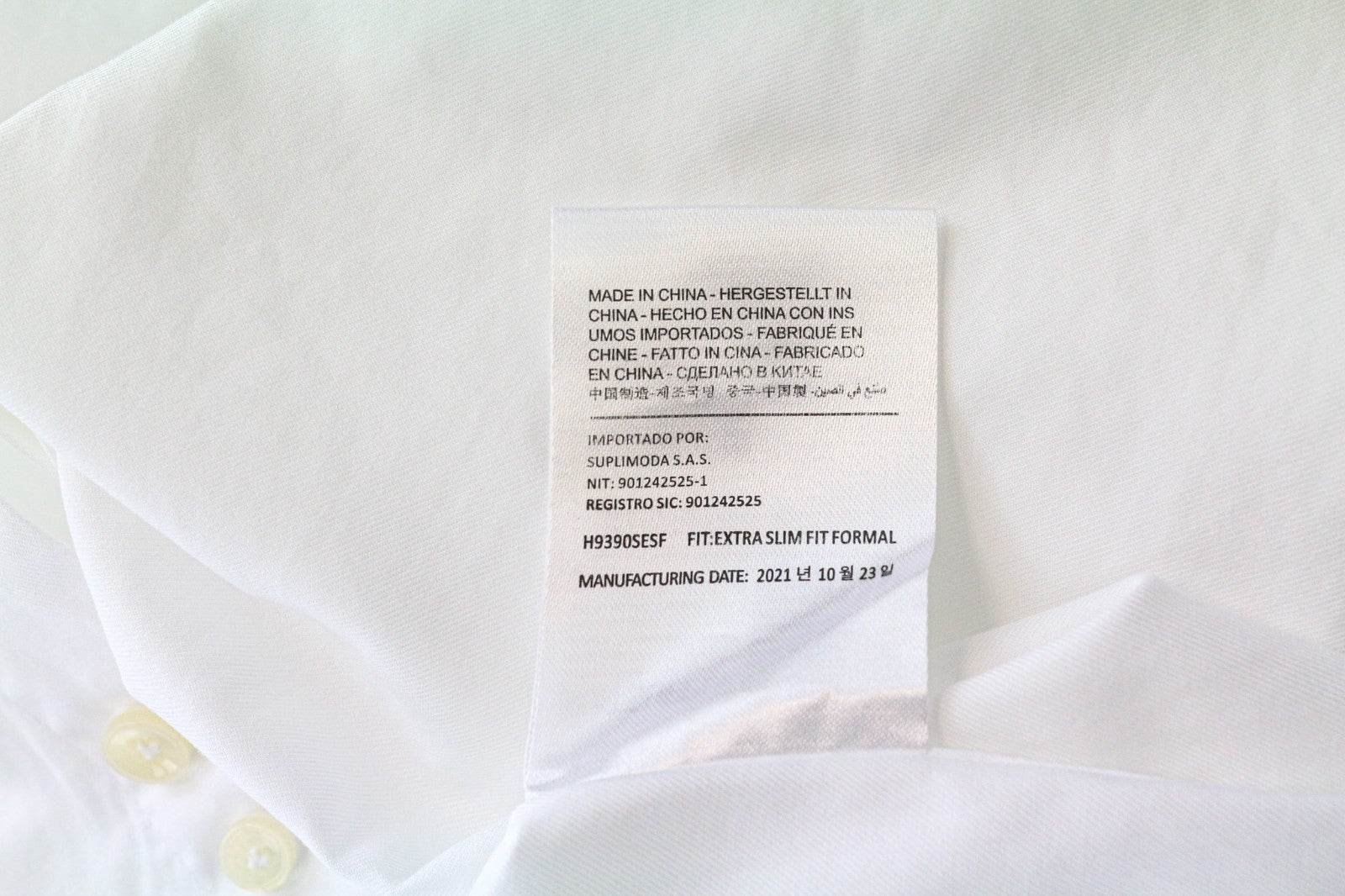 SUITSUPPLY Men's Formal Shirt 37/14.5 Extra Slim White Cotton Cutaway