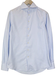 SUITSUPPLY Men's Formal Shirt 37/14.5 Extra Slim Blue Cotton Striped Pattern