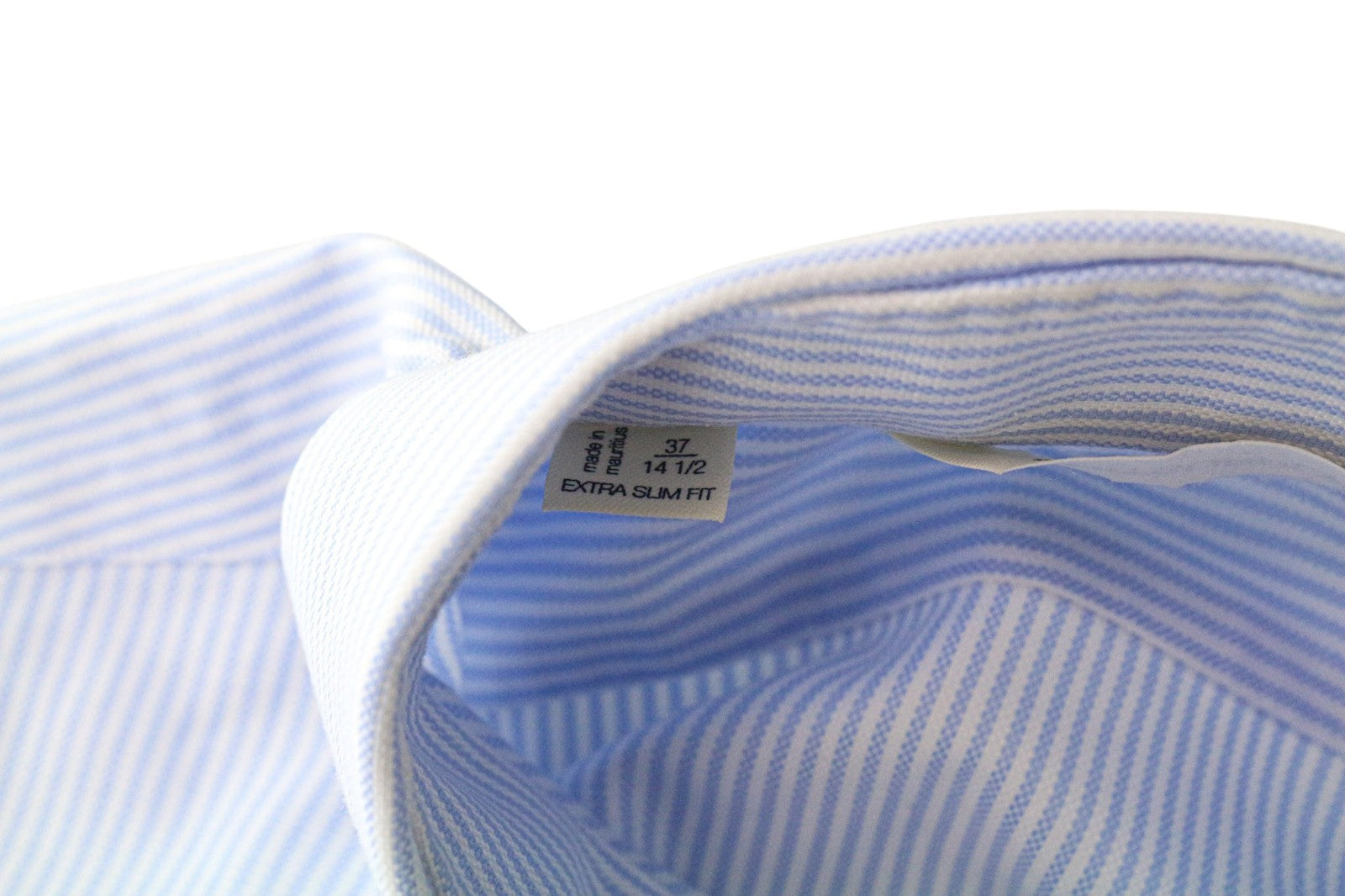 SUITSUPPLY Men's Formal Shirt 37/14.5 Extra Slim Blue Cotton Striped Pattern