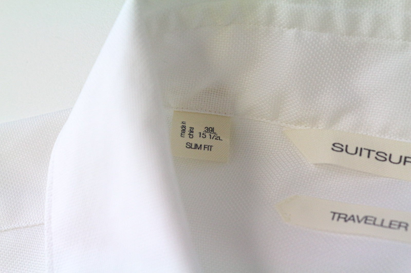 SUITSUPPLY Traveller Men's Formal Shirt 39L/15.5L Slim White Cotton Classic