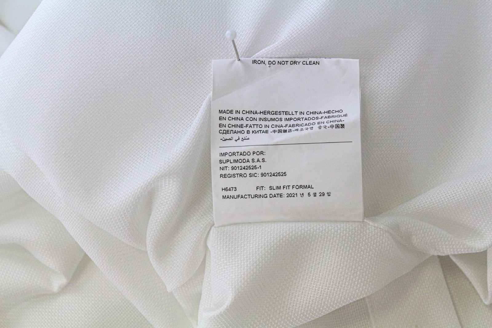 SUITSUPPLY Traveller Men's Formal Shirt 39L/15.5L Slim White Cotton Classic