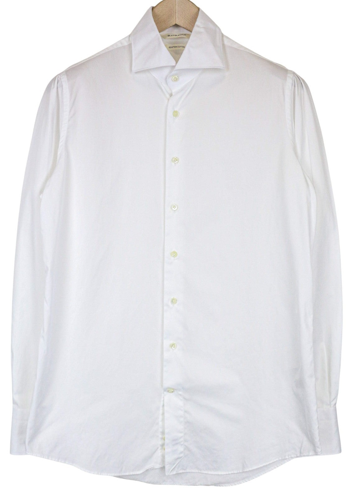 SUITSUPPLY Men's Formal Shirt 40/15.75 Slim Twill White Cotton Long Sleeve