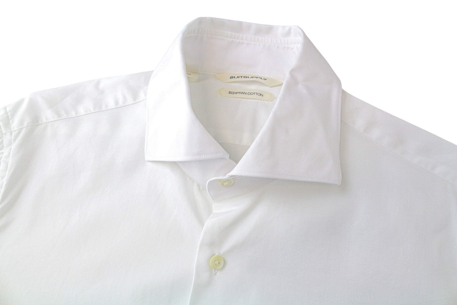 SUITSUPPLY Men's Formal Shirt 40/15.75 Slim Twill White Cotton Long Sleeve