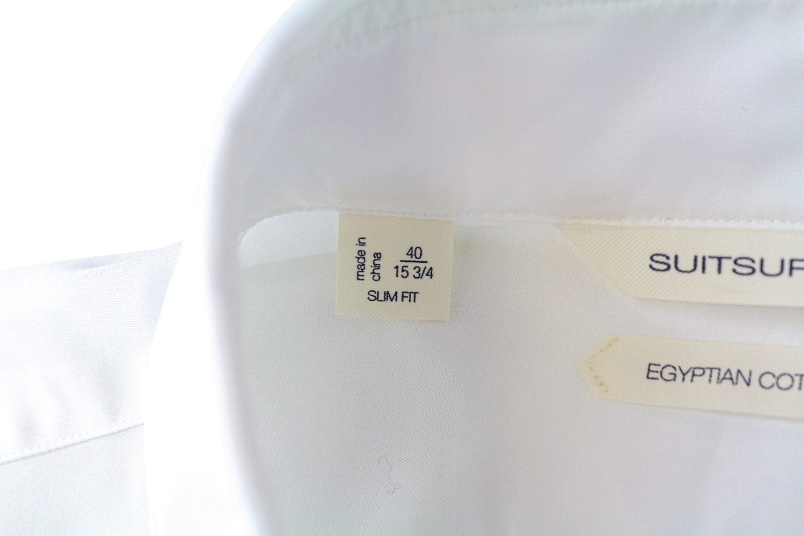 SUITSUPPLY Men's Formal Shirt 40/15.75 Slim Twill White Cotton Long Sleeve