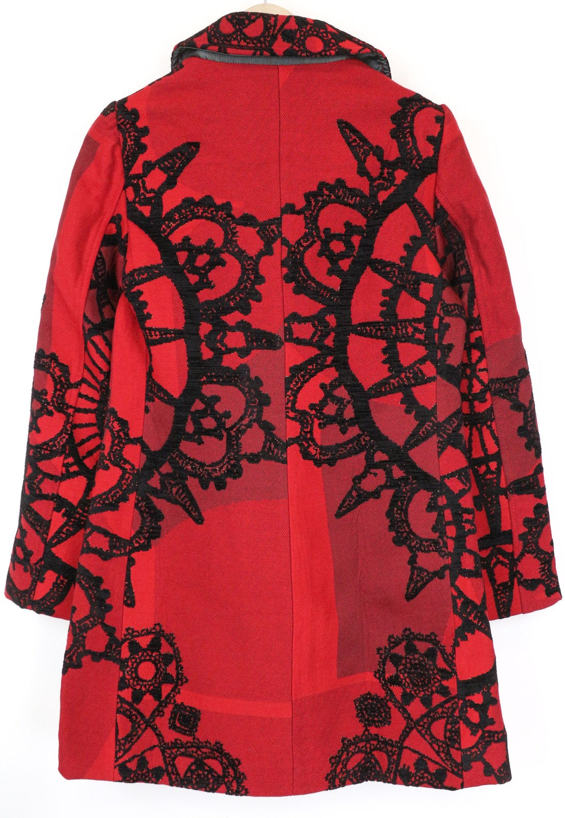 DESIGUAL Soul Migration Women's Coat 38 Red Multi Patterned Lined Classic Style