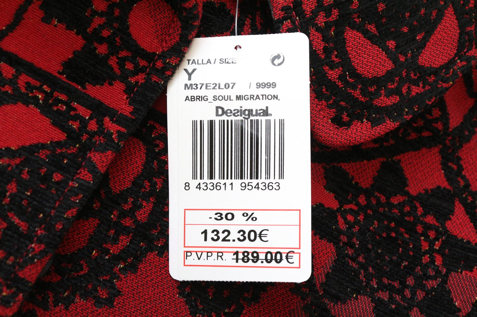 DESIGUAL Soul Migration Women's Coat 38 Red Multi Patterned Lined Classic Style