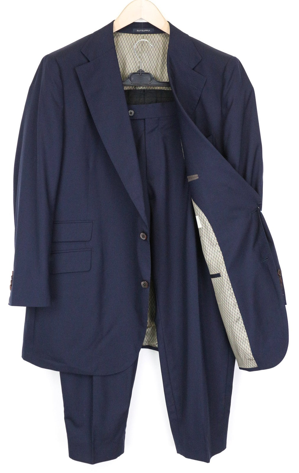 SUITSUPPLY La Spalla Men's Suit UK56S 2Pc Navy Blue Wool Classic Formal