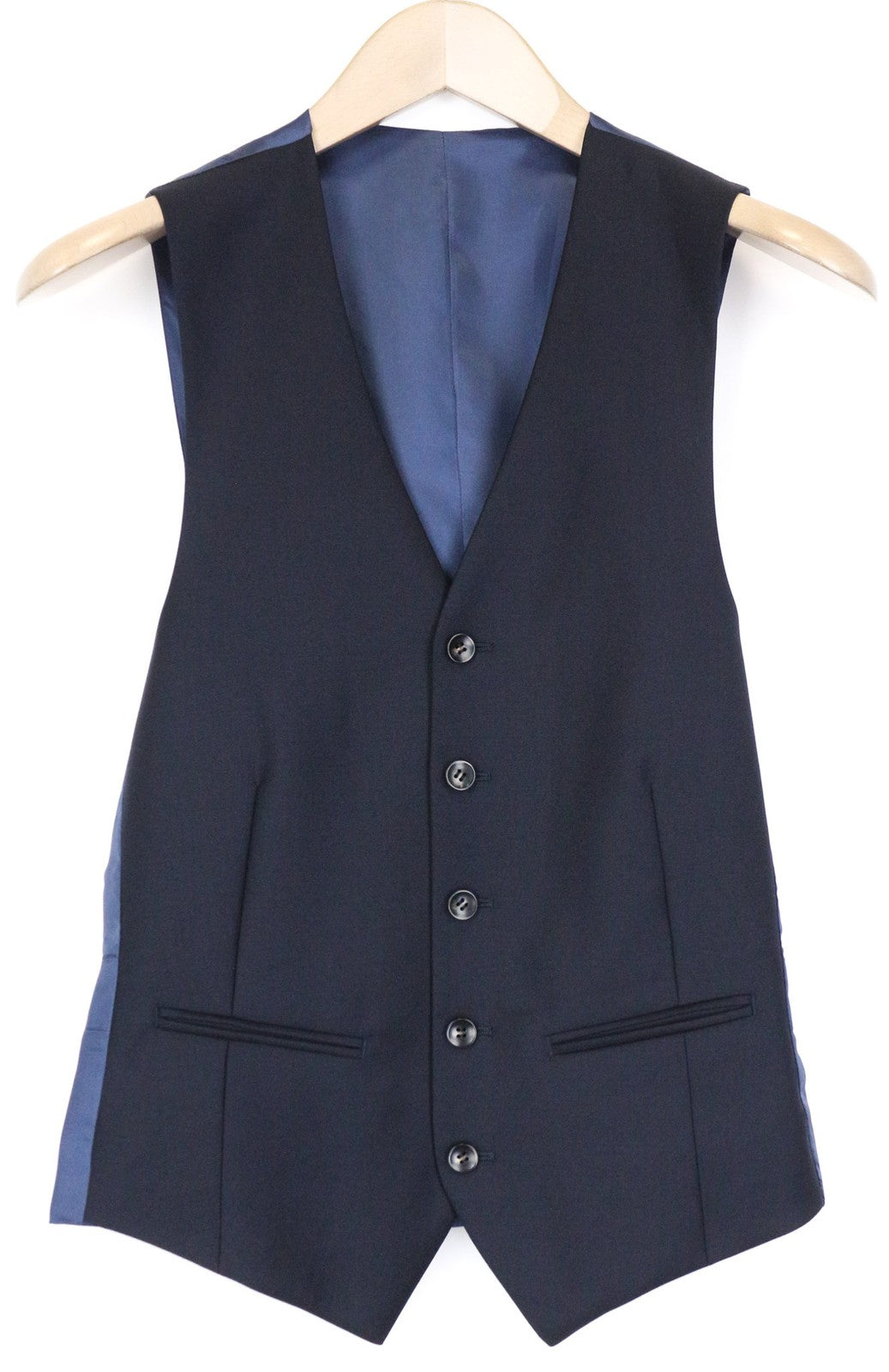 SUITSUPPLY Ferrara Men's Waistcoat UK32R Wool Navy Blue Formal Vest Lined