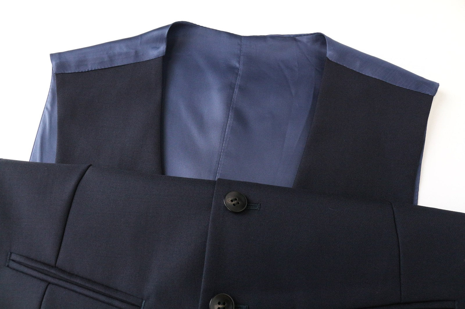 SUITSUPPLY Ferrara Men's Waistcoat UK32R Wool Navy Blue Formal Vest Lined